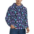 thumbnail image 2 of Honeii Blue Skull Flower Pattern Mens Hoodies Men's Loose Sleeve Sweatshirt,Pullover Hooded Sweatshirt for Men,Essentials Hoodie-4X-Large, 2 of 7