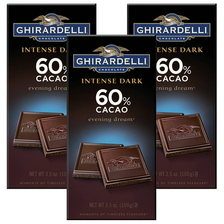Cacao Extra Dark Chocolate - (2 Pack) Ghirardelli Intense Dark Chocolate 60% Cacao Evening Dream, 3.5 OZ
