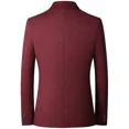 thumbnail image 4 of Chaqueta de traje de un solo pecho con cuello en V para hombre, abrigos de vestir ajustados de moda, blazers azules, grises y amarillos, blusas casuales para hombre, talla asiática, 4 of 5