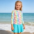 thumbnail image 2 of Lanbubble Girls Swimsuit Rash Guard Set 2 Piece Long Sleeve Bathing Suit Swim Skirt with Shorts 7-8 Years, 2 of 9
