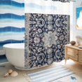thumbnail image 5 of No Hook Shower Curtain, Blue Boho Shower Curtains for Bathroom with See Through Top Window, Modern Geometric Abstract Art Vintage Waterproof & Washable Bath Curtain Extra Long 72"x96", 5 of 9