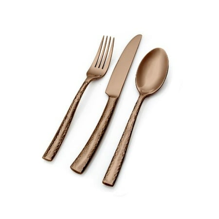 Hampton Forge Essenstahl Paris Titan 20-Piece Flatware Set, Hammered Copper, EFB89C20QT