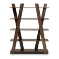thumbnail image 5 of Baxton Studio Michio Modern and Contemporary Walnut Brown Finished 5-Tier Wood Geometric Living Room Display Shelf, 5 of 8