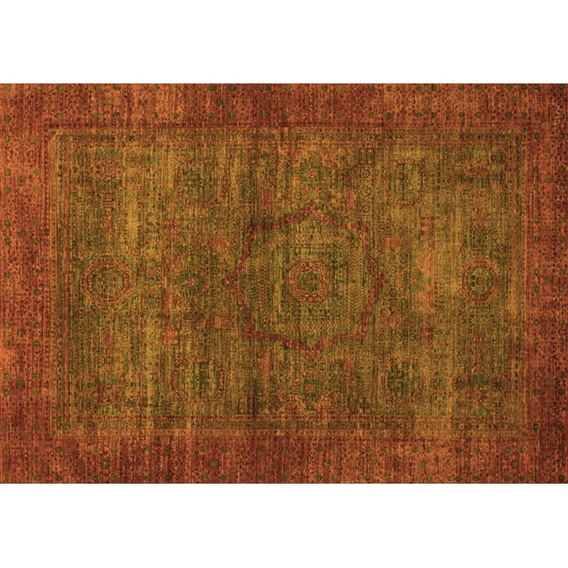 Ahgly Company Indoor Rectangle Abstract Orange Modern Area Rugs, 2' x 3'