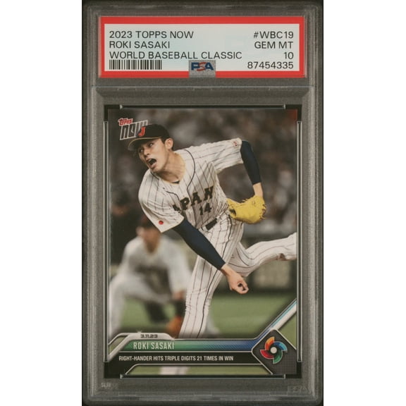 Roki Sasaki Japan 2023 Topps Now World Baseball Classic #WBC19 PSA 10 Gem Mint