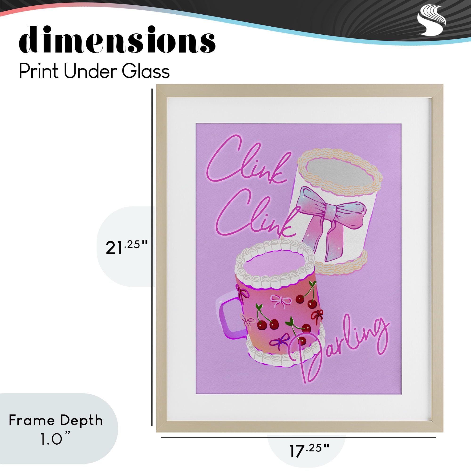 Stupell Industries Clink Darling Cherry Mug Birch Framed Print Under Glass, design by Ziwei Li
