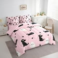 thumbnail image 3 of Feelyou Kawaii Cat Kitten Bedding Comforter Set 7pcs for Kids, Cartoon Animal Lover Queen Bedding Sets, Girly Pink Cartoon Reversible Queen Sheet Sets, Ultra Soft Bedroom Decor, 3 of 8