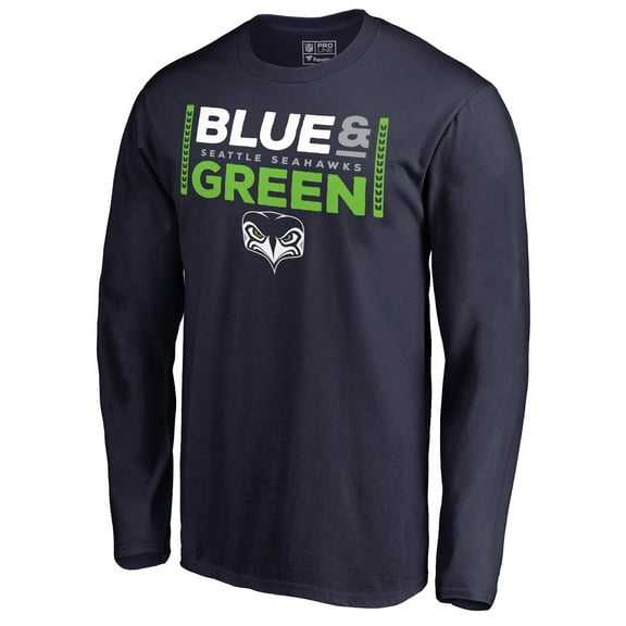 Men's College Navy Seattle Seahawks Alternate Team Logo Gear Blue & Green Long Sleeve T-Shirt