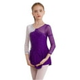 thumbnail image 3 of Zaldita Girls Kids Sequins Figure Ice Skating Dress Dancewear Costume Long Sleeve Ballet Dance Leotard with Mesh Tutu Skirt A Purple 16, 3 of 7