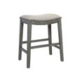 thumbnail image 2 of Tabouret Saddle avec Base Gris Antique, 24 Pouces, Tissu Gris, 2 of 4