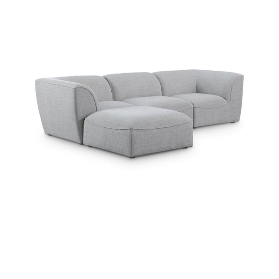 Meridian Furniture Miramar Grey Durable Linen Textured Modular Sectional