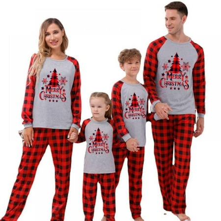 

Baozhu Family Matching Christmas Pajamas Sleepwear Sets Dad Mom Kids Baby Xmas Print Parent-child Fitted Cotton Soft Two-piece Pajamas Outfits