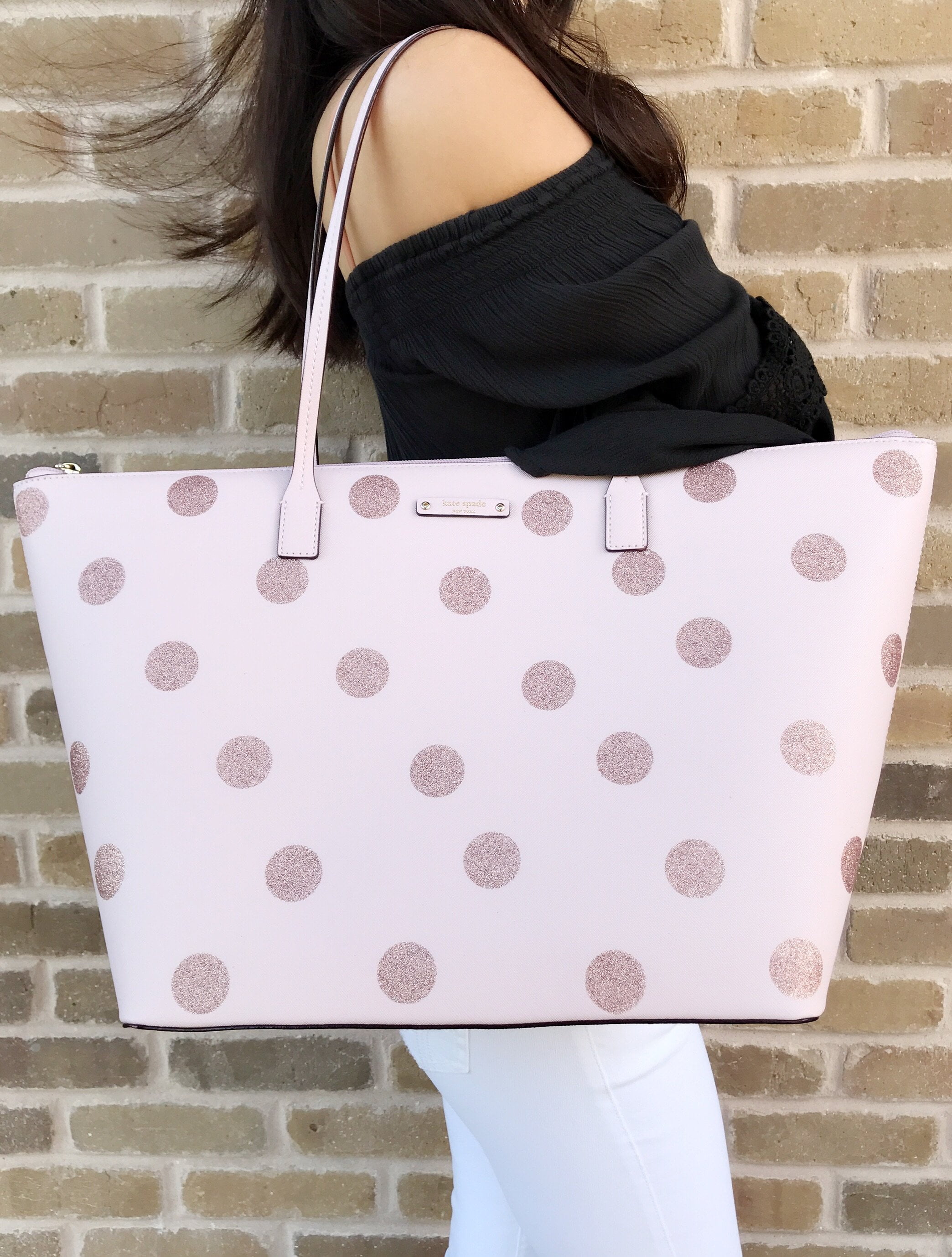 kate spade pink glitter purse