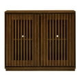 thumbnail image 3 of Noble House Mid-Century Fluted Sideboard Buffet Cabinet with Hollowed Solid Wood Doors, Adjustable Storage, Walnut, 3 of 9