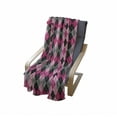 thumbnail image 4 of Abstract Soft Flannel Fleece Blanket, Argyle Motif with Diamonds and Lozenges Infinite Symmetric Stripes Image, Cozy Plush for Indoor and Outdoor Use, 70" x 90", Baby Pink Black Grey, by Ambesonne, 4 of 6
