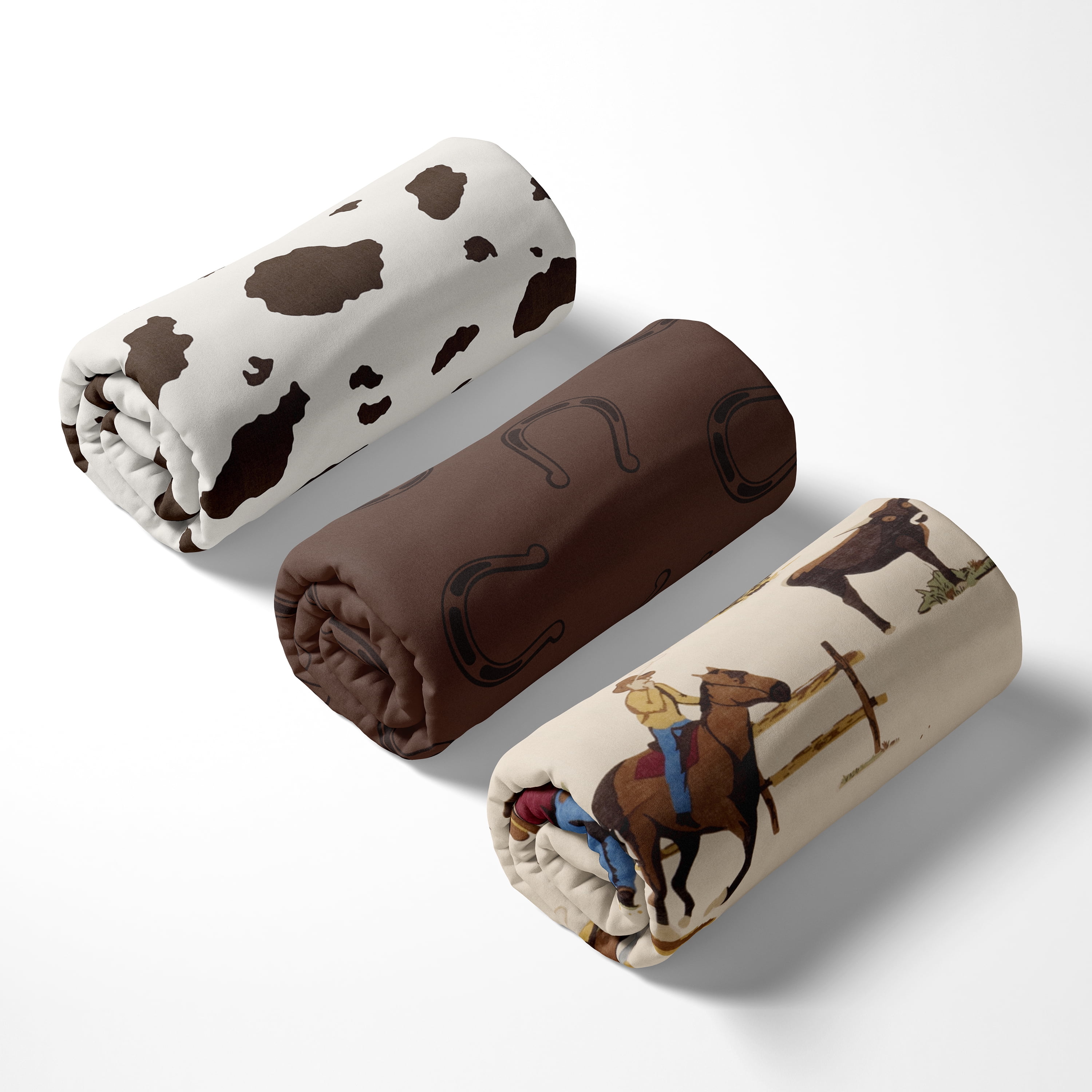 Sweet Jojo Designs Wild West Cowboy Horseshoe Multicolor Fitted Crib Sheets 3 Piece Set