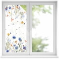 thumbnail image 2 of Spring Floral Window Privacy Film, Elegant Butterfly Summer Botanical Static Cling UV Sun Blocking Tint Film Heat Control Windows Films for Bedroom Bathroom, Window Stickers 17.7"x39.3", 2 of 8