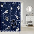 thumbnail image 2 of Manfei Boys Sport Shower Curtain 72Wx72L, Soccer Print Bathroom Curtain, NavyBlue White, 2 of 5