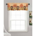 thumbnail image 3 of Orange Fall Pumpkins Kitchen Valances for Windows Farmhouse Linen Window Valance Curtain for Living Room Window Treatment Thanksgiving Cow Autumn Trees Plaid Valance Rod Pocket Topper, 42 x 18 Inch, 3 of 6