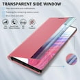 thumbnail image 3 of Phone Case for Samsung Galaxy A53 5G Case, Smart Clear View Window Luxury Slim Mirror for Galaxy A53 Case with Kickstand, Leather Hard PC Flip Shockproof Protective Cover Samsung A53 Case, Pink, 3 of 14