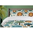 thumbnail image 2 of Ambesonne Forest Duvet Cover Set, Lion Elephant Crocodiles Art, Twin, Sea Blue Jade Green Amber, 2 of 4