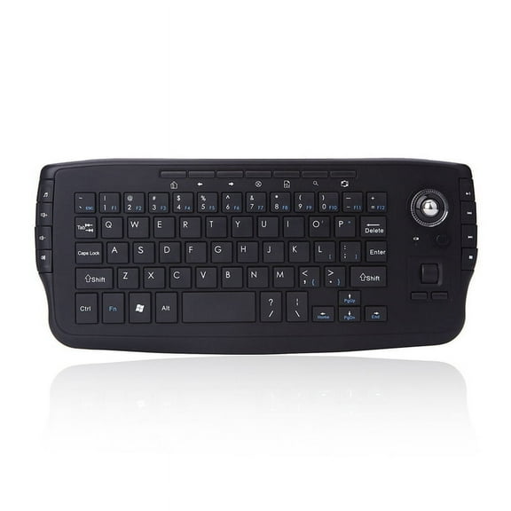2.4G Wireless Ergonomic Mini Keyboard Gaming Keyboard with 15 Multimedia Keys and Trackball