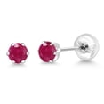 thumbnail image 5 of Gem Stone King Platinum Red Ruby Stud Earrings for Women Men (0.70 Cttw, Gemstone July Birthstone, Round 4MM), 5 of 6