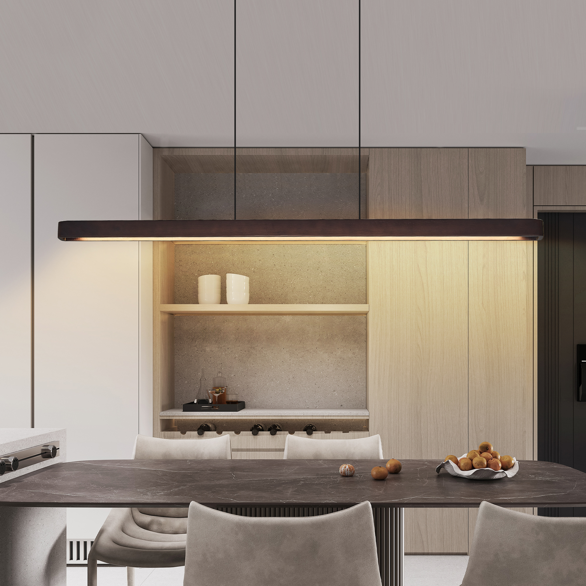 51.2*2.4*1.9 in Modern Wooden Lights for Kitchen Ceiling Hanging for Restaurants, Nordic minimalist style