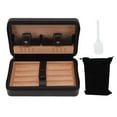 thumbnail image 2 of Cigar Humidor Case, Cedarwood Liner Portable Zipper Closure Cigar Storage Box  For 4 Count  For Travel, 2 of 8