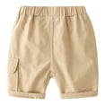 thumbnail image 3 of CUZIBR Boys Baby Toddler Summer Cargo Shorts Casual Cartoon Print Solid Color Multi Pockets Elastic Waist Wide Leg Baggy Short Pants Outdoor Cozy Summer Hiking Fishing Bermuda Shorts,Khaki,3-4 Years, 3 of 8