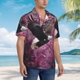 thumbnail image 3 of Honeii Flower Bald Eagle Print Men’s Hawaiian Shirt,Classic Button-Down Short Sleeve Shirt, for Beach, Vacation, and Outdoor Activities,3X-Large, 3 of 7