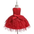 thumbnail image 5 of NAISIBABY Girls Princess Dress, Floral Bow Sequin Mesh Sleeveless Wedding Birthday Party Dress Red 1T, 5 of 5