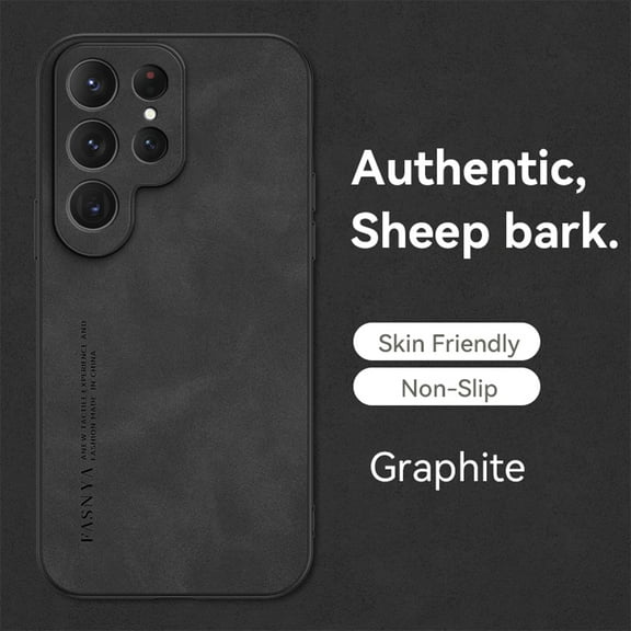 ELEHOLD Leather Case for Samsung Galaxy S23 Ultra 6.8",Luxury Sheepskin Comfortable Grip All-inclusive Lens Protection Soft Edge Shockproof Slim Case for Samsung S23 Ultra,Black