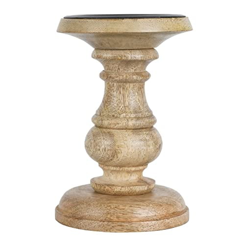 Ashland Wood Carved Pillar Candle Holder photo 5