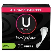 U by Kotex Balance Daily Wrapped Panty Liners, Light Absorbency, Long, 90 Count