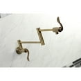 thumbnail image 4 of Kingston Brass KS4103DFL NuWave Two-Handle 1-Hole Wall Mount Pot Filler Faucet in Antique Brass, 4 of 8