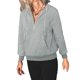 thumbnail image 1 of Sudadera con capucha Bolsillo con cremallera Manga larga Cordón Color puro Tops con capucha de moda para mujer Gris XL, 1 of 6