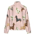 thumbnail image 6 of Jackets for Women Winter Coat Jackets Flannel Stand Collar Jacket(Dachshund Floral Pattern,Size:S-4XL), 6 of 7