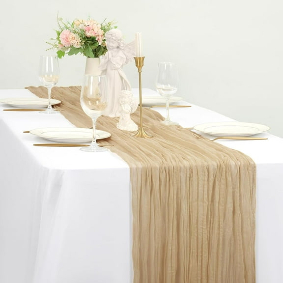 Cheesecloth Table Runner 6FT Long Boho Gauze Table Runner Rustic Sheer Runner for Wedding Bridal Baby Shower Birthday Party Table Decor Thanksgiving Christmas Decorations