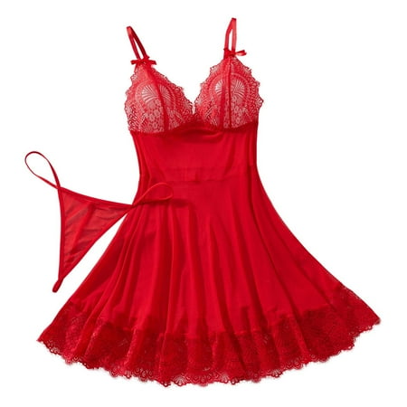 Ladies Nightgowns Babydoll Dress Red Lingerie Lace Body Suits Women Sexy Lingerie For Women
