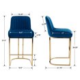 thumbnail image 2 of Dayalane Counter Height Bar Stools Set of 2, Velvet Upholstered Kitchen Barstools with Back and Gold Base, 26 " Modern Elegant Island Chairs for Restaurant Bar Dining Room, Navy, 2 of 9