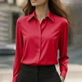 thumbnail image 2 of Womens Button Down Blouse! Comdrip Button Down Shirts for Women Wrinkle Resistance Dress Shirts for Women Long Sleeve Work formal Blouses Tops Blouses for Women Business Casual Red XL, 2 of 9