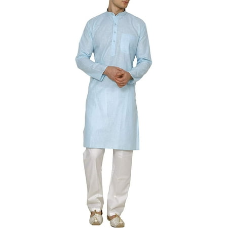 

Royal Mens Linen Cotton Kurta Pyjama Set (38 Light blue)