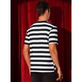 thumbnail image 3 of DARING DIVA Men's Striped Short Sleeve Crew Neck Casual Stripes T Shirt S Black White, 3 of 6