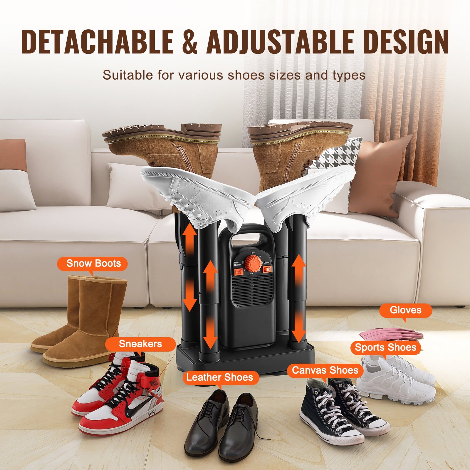 KFFKFF 4-Post Boots Dryer, Efficient Shoe Dryer with Ozone Sanitization  and Timer, Adjustable Shoe Warmer Snow Boots, Canvas Shoes, and Socks