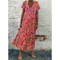 thumbnail image 1 of 2021 Cross-Border Women's Clothing  European And American New Printed Dress Popular V-Neck Short Sleeve Dress Loose Large Size, 1 of 3
