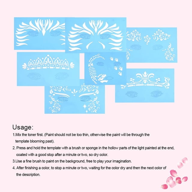 7 unids/Set Reutilizable Pintura de la Cara Plantilla de Pintura Corporal Maquillaje Facial Tatuaje Dise?o Herramientas Para Tatuaje Fugacal NO