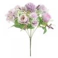 thumbnail image 2 of Artificial Flowers Fake Peony Silk Light Purple Hydrangea Bouquet Decor Plastic Carnations Daisy Realistic Flower Wedding Decoration Table 7 Heads Silk Fake Flower, 2 of 4