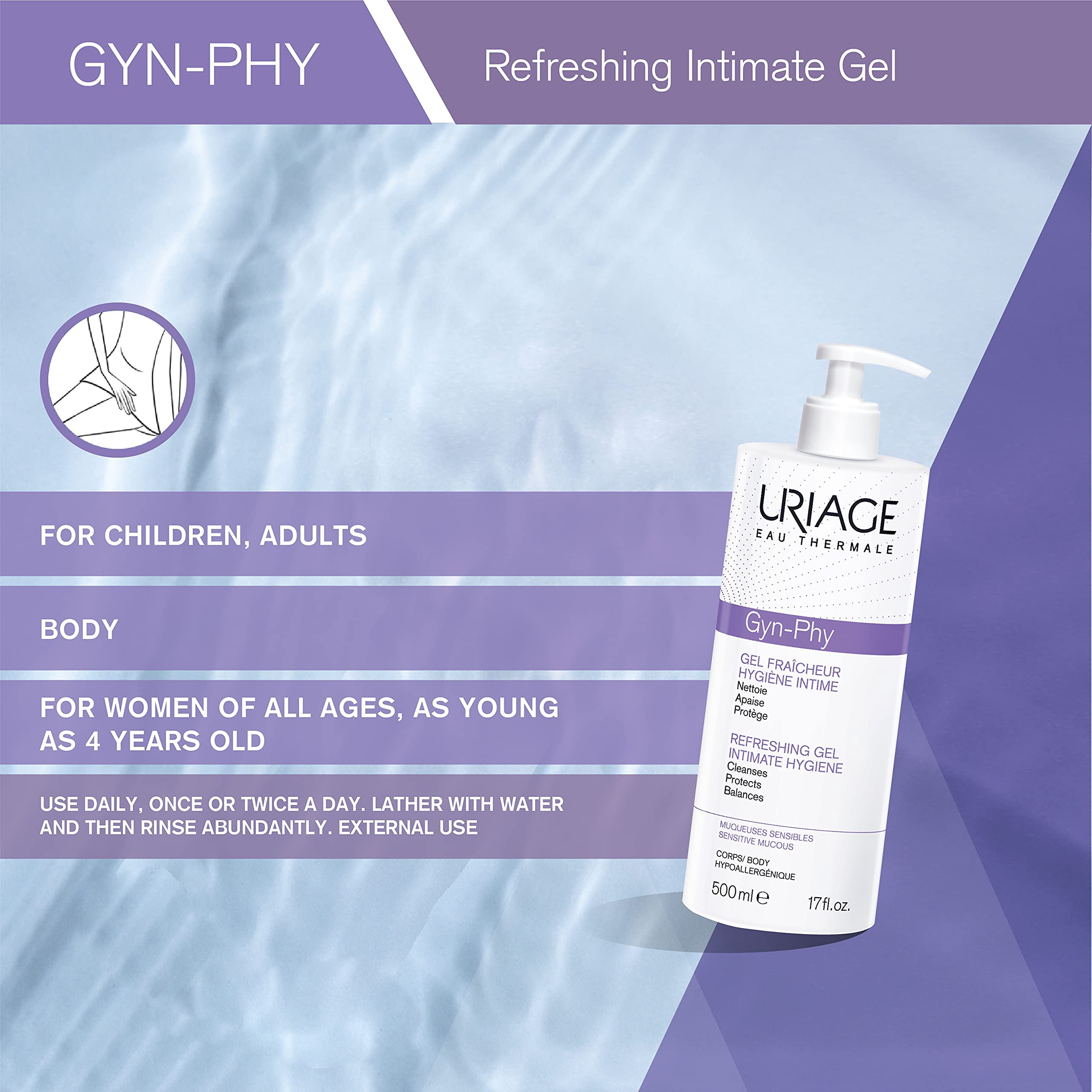 Uriage Gyn-Phy Refreshing Gel Intimate Hygiene 17 Ounce