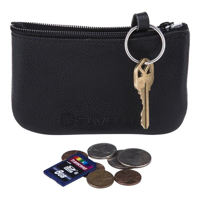 Mens Genuine Leather Zippered Coin Pouch Change Purse - Black | Walmart Canada